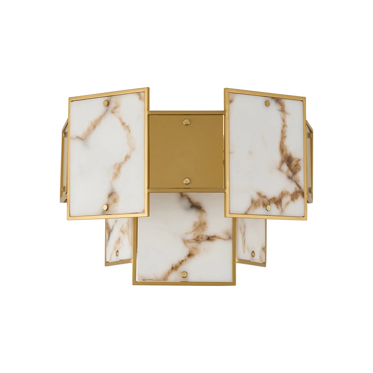 Regent Fleurus 2 Light Switched Wall Light (Faux Alabaster) - Brown & Metal