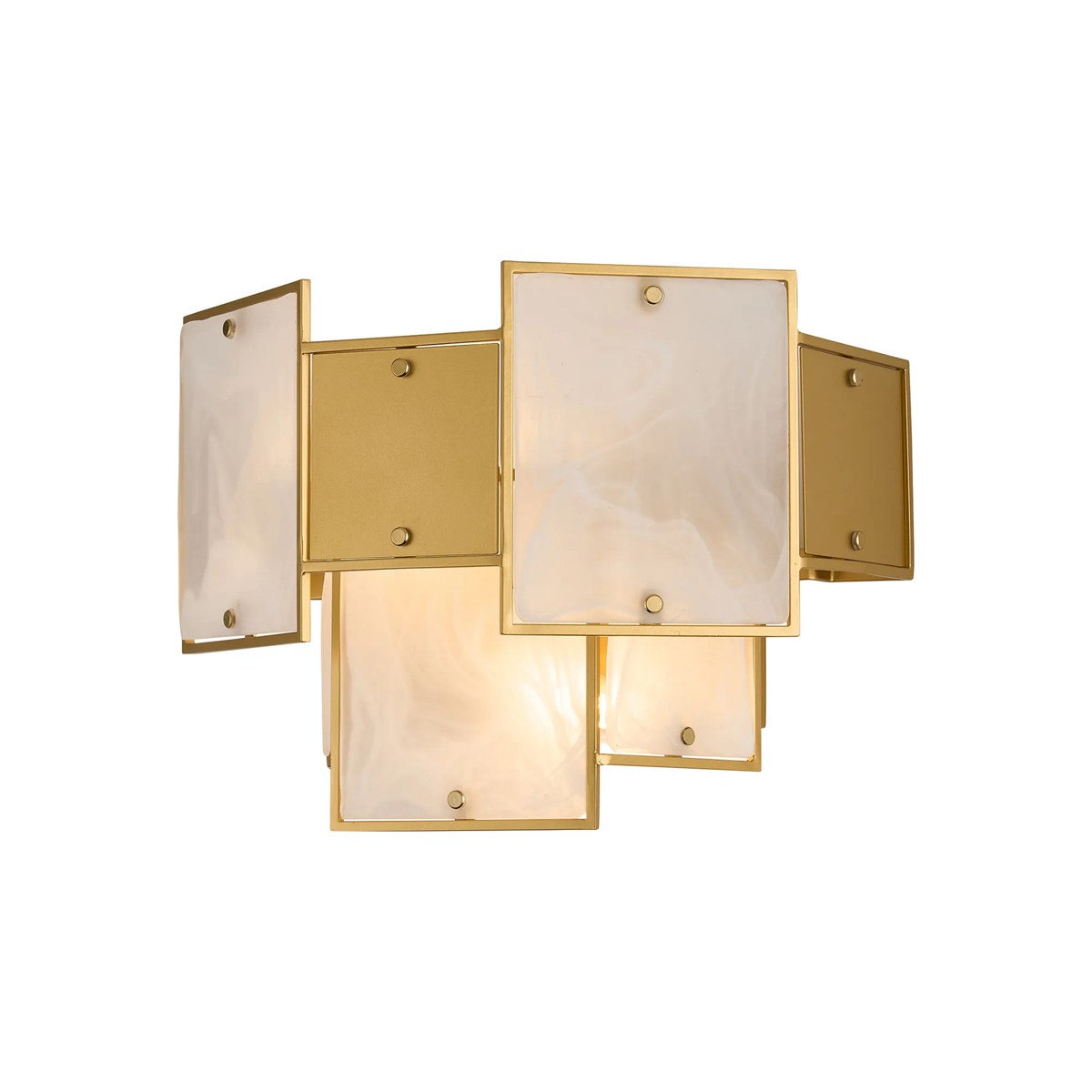 Regent Fleurus 2 Light Switched Wall Light (White Alabaster Glass) - White Frosted & Metal