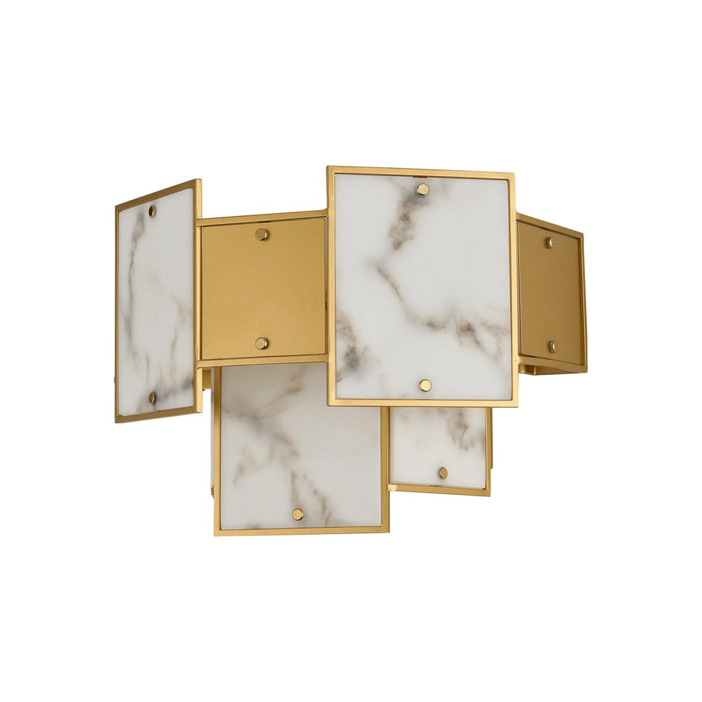 Regent Fleurus 2 Light Switched Wall Light (Faux Alabaster) - Grey & Metal