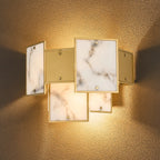 Regent Fleurus 2 Light Switched Wall Light (Faux Alabaster) - Grey & Metal