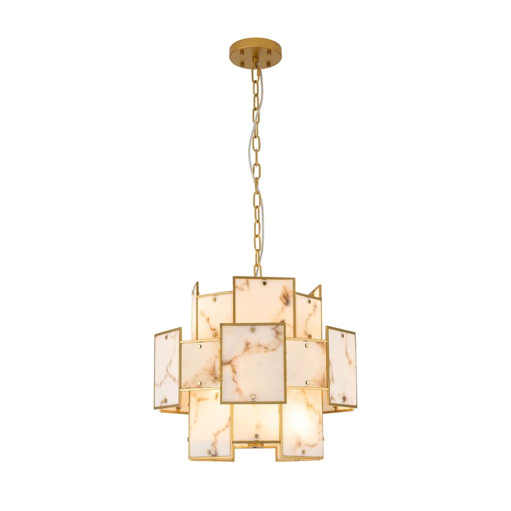 Regent Fleurus 45cm Round 7 Light Pendant Light (Faux Alabaster) - Brown