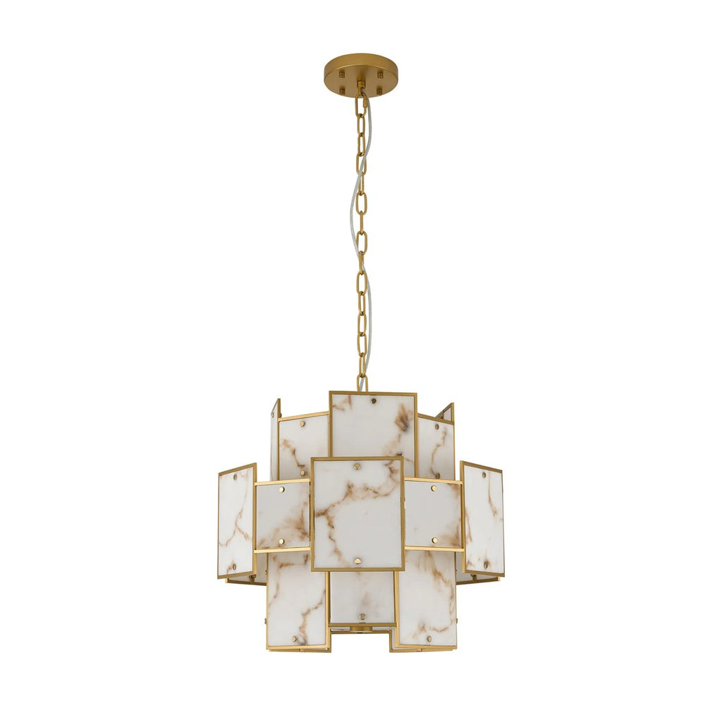 Regent Fleurus 45cm Round 7 Light Pendant Light (Faux Alabaster) - Brown