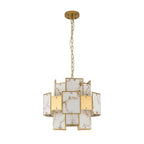 Regent Fleurus 45cm Round 7 Light Pendant Light (Faux Alabaster) - Brown & Metal