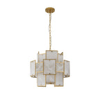 Regent Fleurus 45cm Round 7 Light Pendant Light (White Alabaster Glass) - White Frosted