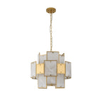 Regent Fleurus 45cm Round 7 Light Pendant Light (White Alabaster Glass) - White Frosted & Metal