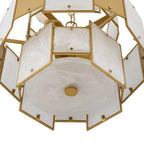 Regent Fleurus 45cm Round 7 Light Pendant Light (White Alabaster Glass) - White Frosted & Metal