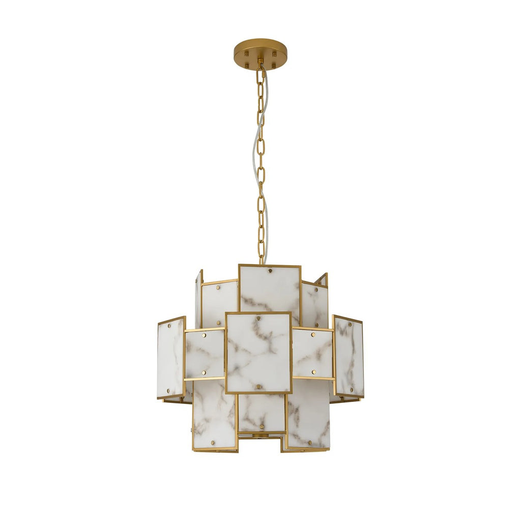 Regent Fleurus 45cm Round 7 Light Pendant Light (Faux Alabaster) - Grey