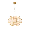 Regent Fleurus 59cm 12 Light Round Pendant Semi Flush Light (Faux Alabaster) - Brown