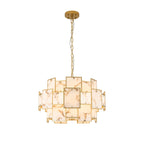 Regent Fleurus 59cm 12 Light Round Pendant Semi Flush Light (Faux Alabaster) - Brown
