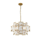 Regent Fleurus 59cm 12 Light Round Pendant Semi Flush Light (Faux Alabaster) - Brown