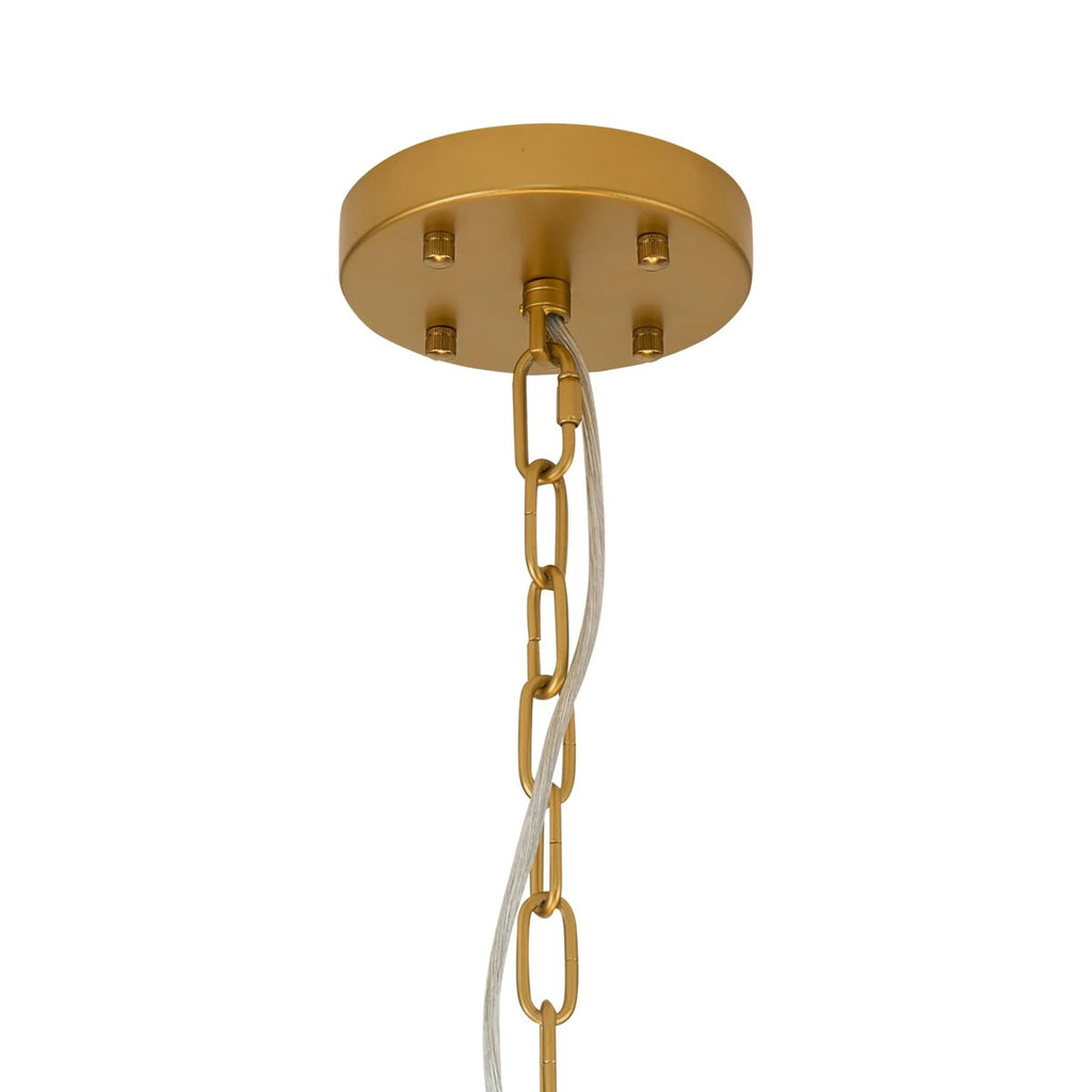 Regent Fleurus 59cm 12 Light Round Pendant Semi Flush Light (Faux Alabaster) - Brown