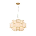 Regent Fleurus 59cm 12 Light Round Pendant Semi Flush Light (White Alabaster Glass) - White Frosted