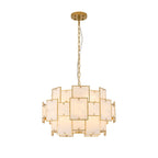 Regent Fleurus 59cm 12 Light Round Pendant Semi Flush Light (White Alabaster Glass) - White Frosted