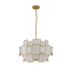 Regent Fleurus 59cm 12 Light Round Pendant Semi Flush Light (White Alabaster Glass) - White Frosted