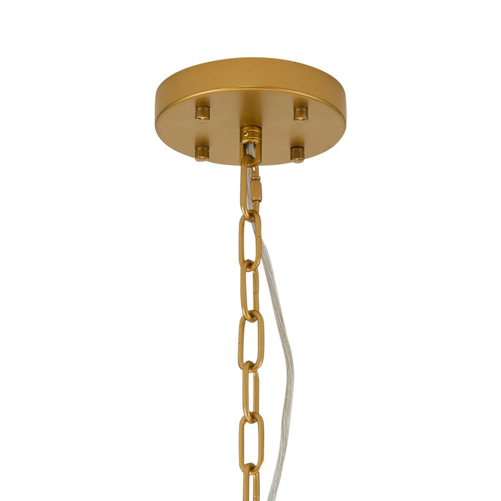 Regent Fleurus 59cm 12 Light Round Pendant Semi Flush Light (White Alabaster Glass) - White Frosted