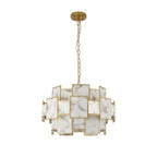 Regent Fleurus 59cm 12 Light Round Pendant Semi Flush Light (Faux Alabaster) - Grey