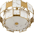 Regent Fleurus 59cm 12 Light Round Pendant Semi Flush Light (Faux Alabaster) - Grey & Metal