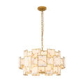 Regent Fleurus 74cm 17 Light Round Pendant Semi Flush Light (Faux Alabaster) - Brown