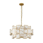 Regent Fleurus 74cm 17 Light Round Pendant Semi Flush Light (Faux Alabaster) - Brown