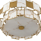Regent Fleurus 74cm 17 Light Round Pendant Semi Flush Light (Faux Alabaster) - Brown & Metal