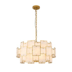 Regent Fleurus 74cm 17 Light Round Pendant Semi Flush Light (White Alabaster Glass) - White Frosted