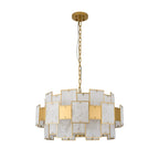 Regent Fleurus 74cm 17 Light Round Pendant Semi Flush Light (White Alabaster Glass) - White Frosted & Metal