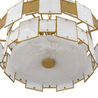 Regent Fleurus 74cm 17 Light Round Pendant Semi Flush Light (White Alabaster Glass) - White Frosted & Metal