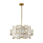 Regent Fleurus 74cm 17 Light Round Pendant Semi Flush Light (Faux Alabaster) - Grey