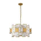 Regent Fleurus 74cm 17 Light Round Pendant Semi Flush Light (Faux Alabaster) - Grey & Metal