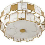 Regent Fleurus 74cm 17 Light Round Pendant Semi Flush Light (Faux Alabaster) - Grey & Metal
