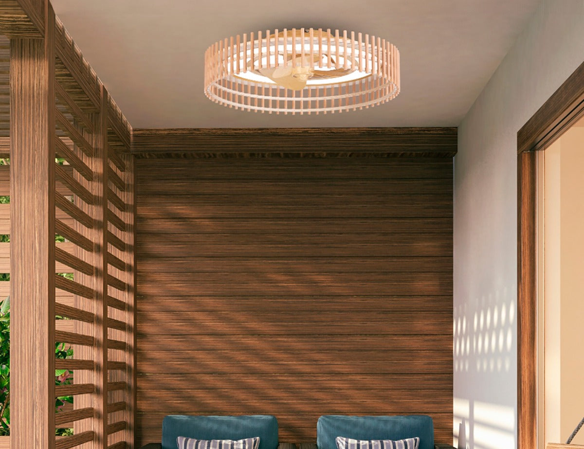 Forlight Bambu Ceiling Fan with LED Light in Imitation Wood 5yr Guarantee