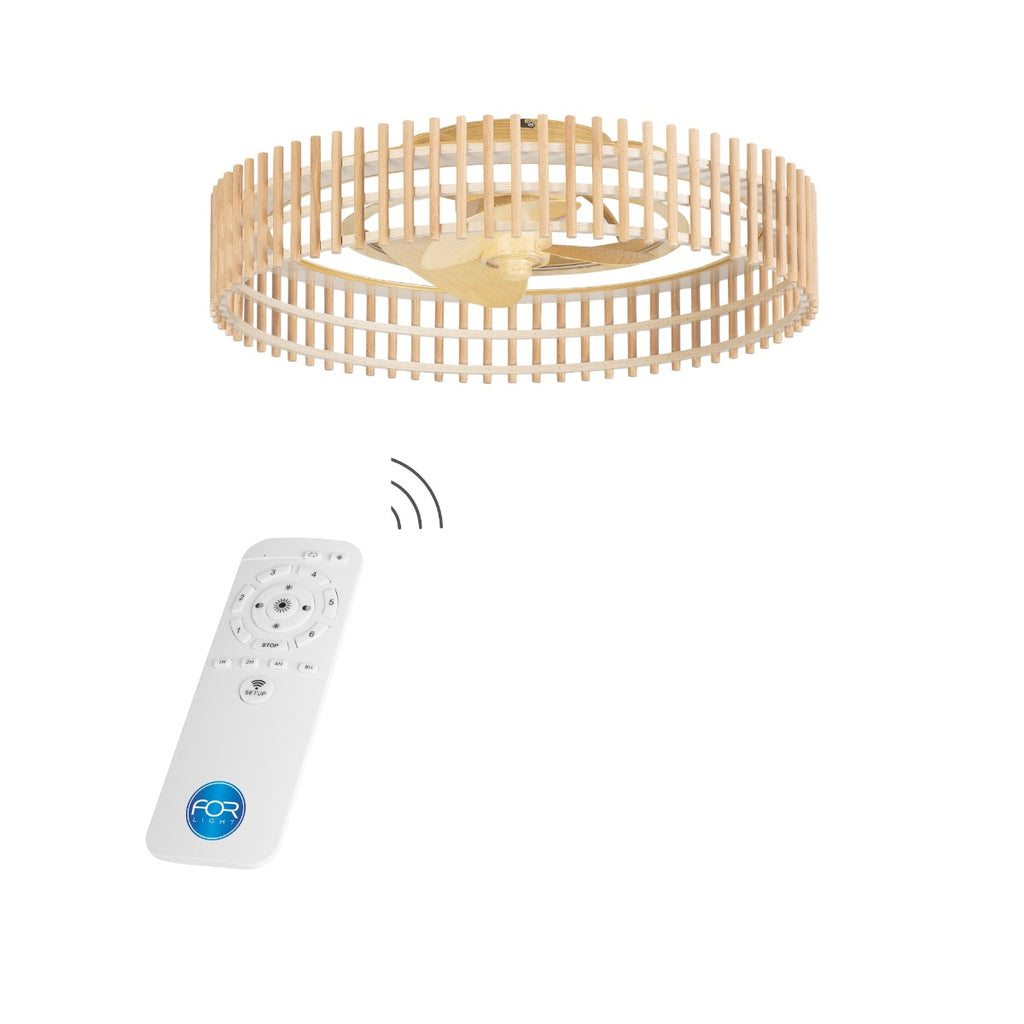 Forlight Bambu Ceiling Fan with LED Light in Imitation Wood 5yr Guarantee