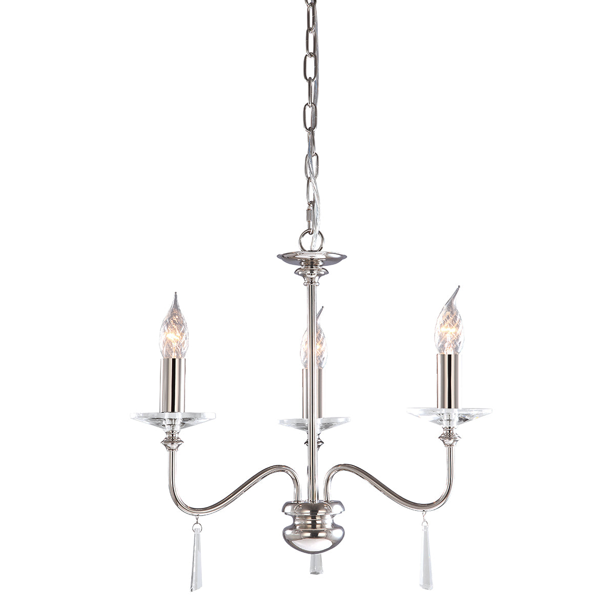 Elstead Finsbury Park 3 Light Ceiling Chandelier in Polished Nickel