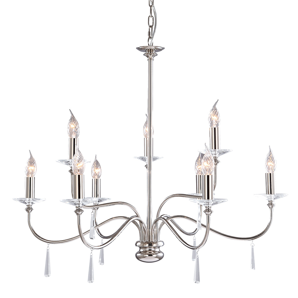 Elstead Finsbury Park 9 Light Chandelier in Polished Nickel