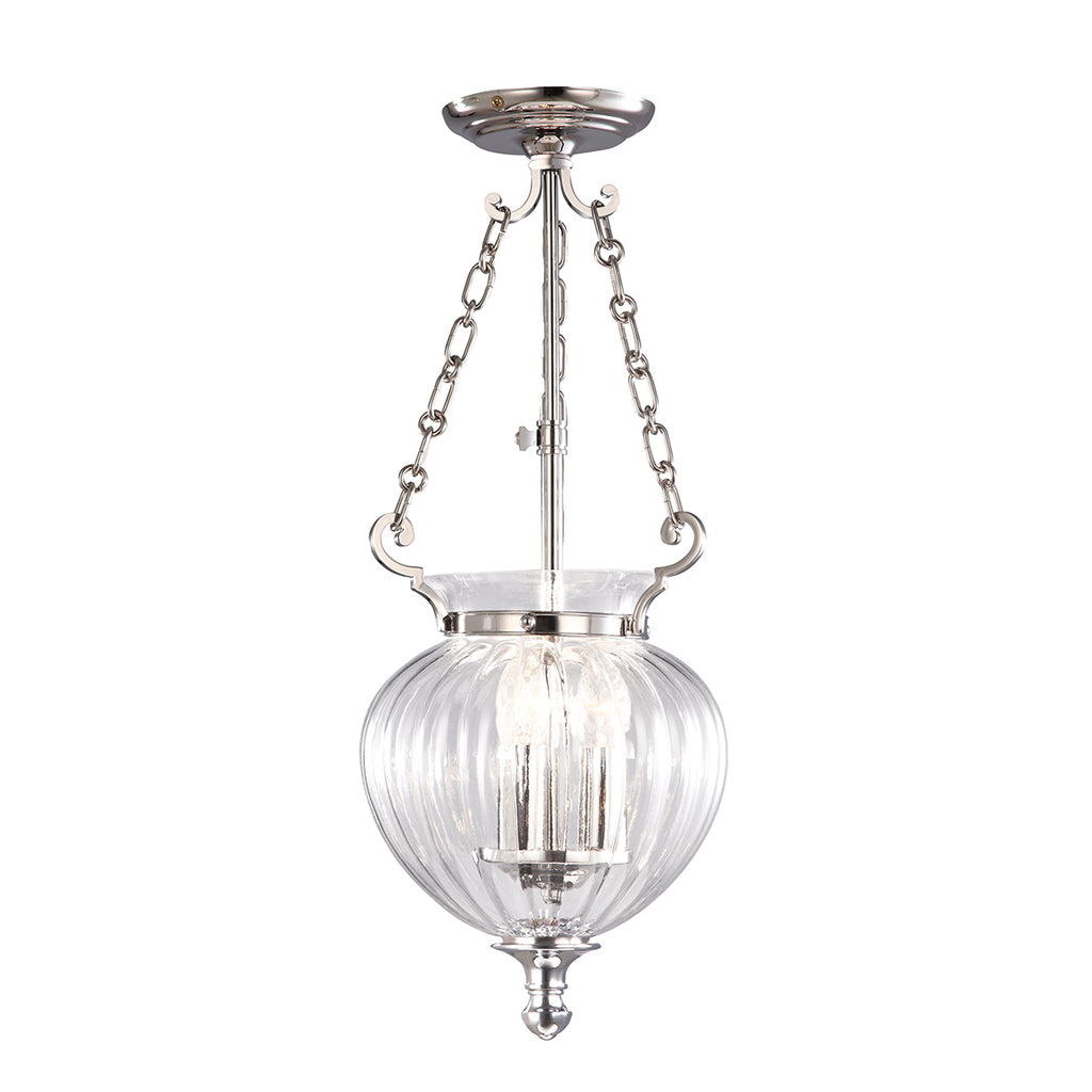 Elstead Finsbury Park Small 3 Light Pendant Light in Polished Nickel