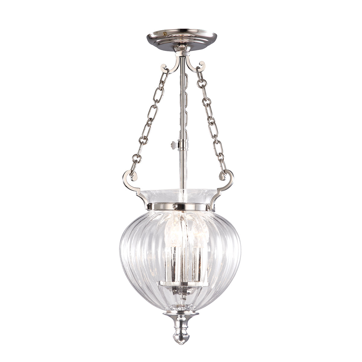 Elstead Finsbury Park Small 3 Light Pendant Light in Polished Nickel