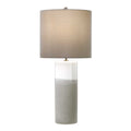 Elstead Fulwell Table Lamp in Ceramic White Gloss and Matt Grey