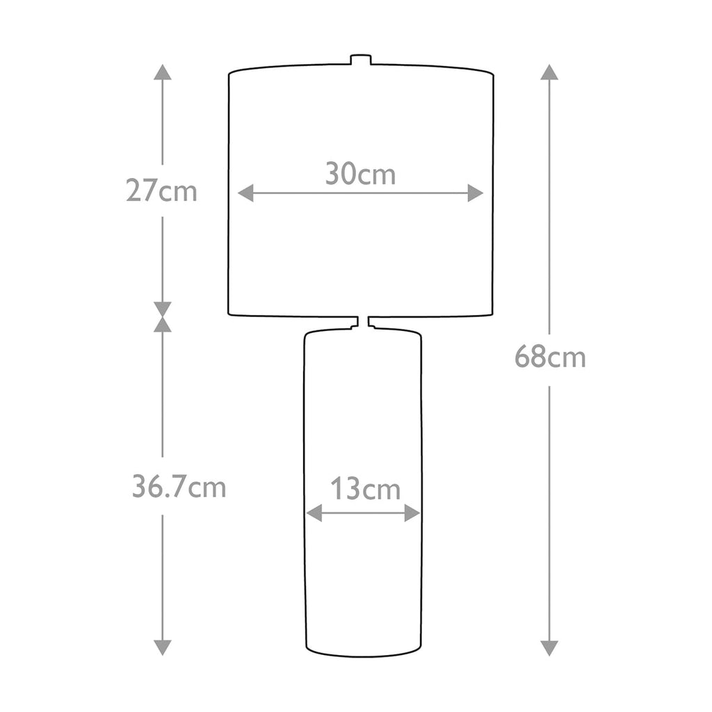 Elstead Fulwell Table Lamp in Ceramic White Gloss and Matt Grey - dimensions