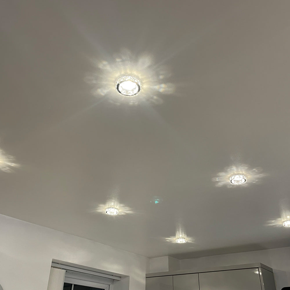 Diyas Galaxy Round Recessed Downlight in Polished Chrome with Crystal