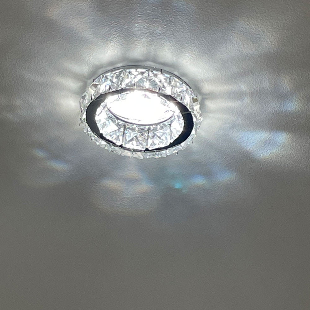 Diyas Galaxy Round Recessed Downlight in Polished Chrome with Crystal