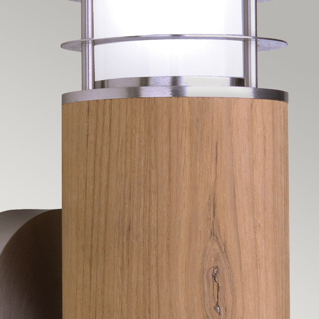 Garden Zone Poole 1 Light Outdoor Wall Light in Stainless Steel with Teak