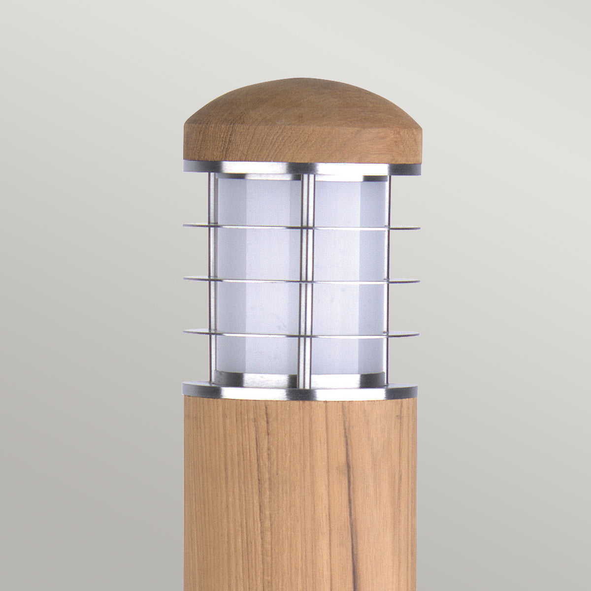 Garden Zone Poole Outdoor Bollard in Stainless Steel and Teak