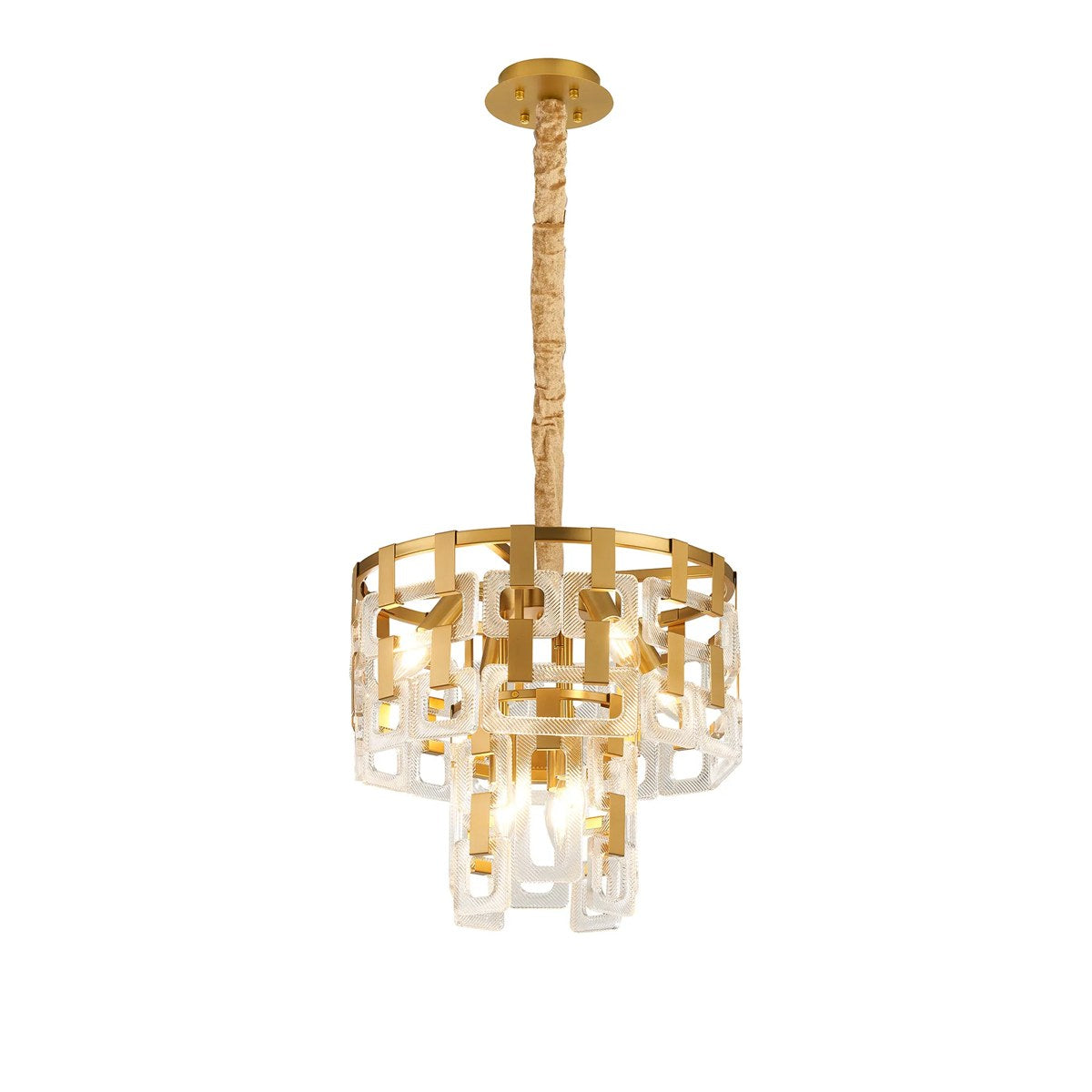 Regent Gaume 41cm 2 Tier 7 Light Round Pendant Light - Matt Gold