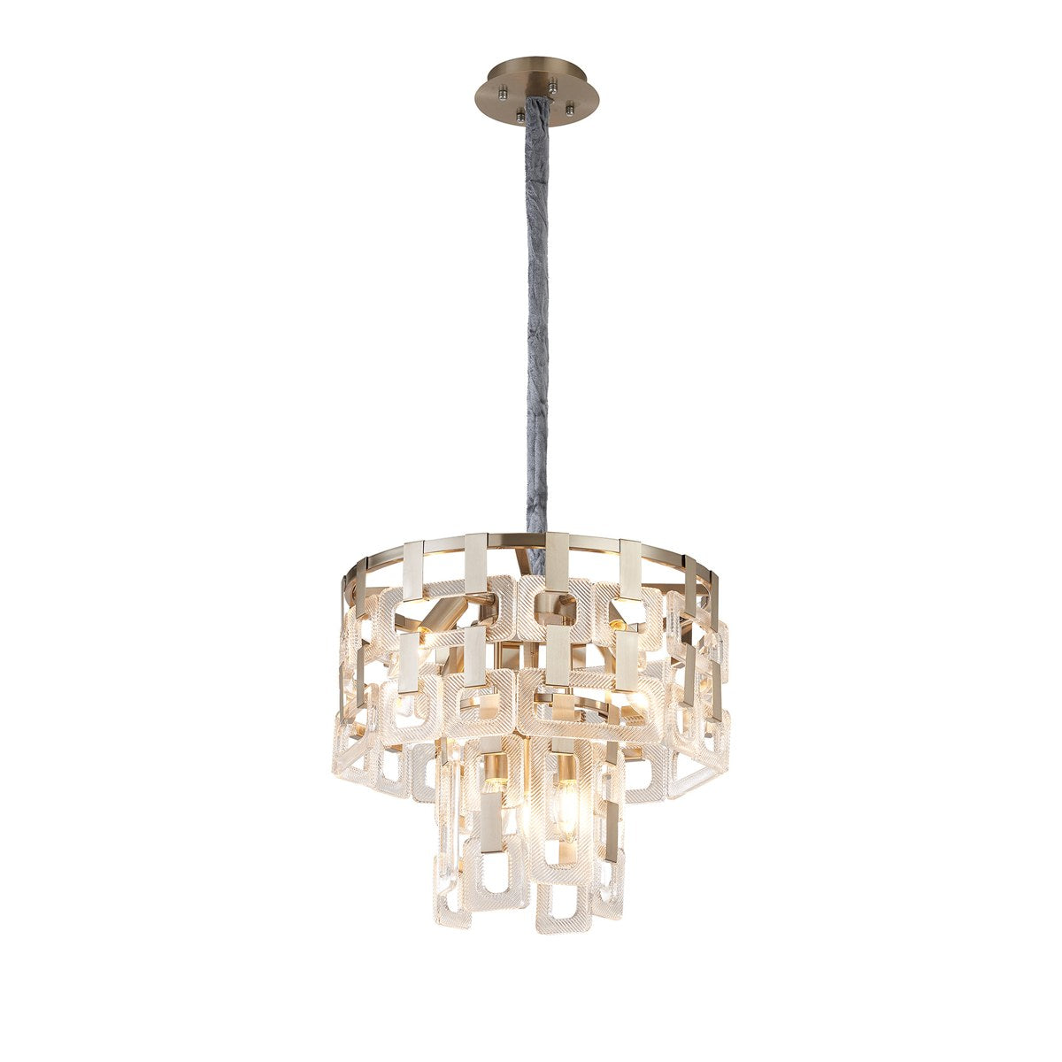 Regent Gaume 41cm 2 Tier 7 Light Round Pendant Light - Satin Nickel