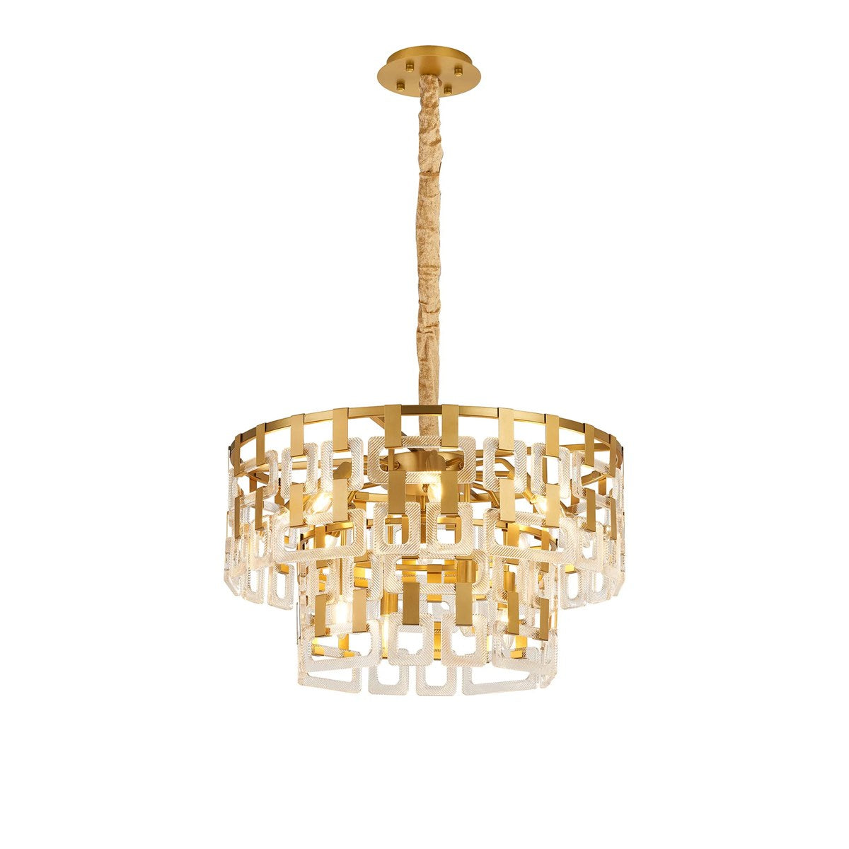 Regent Gaume 63cm 2 Tier 12 Light Round Pendant Light - Matt Gold