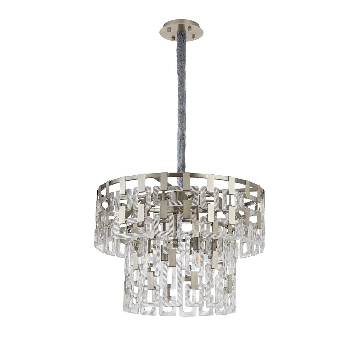 Regent Gaume 63cm 2 Tier 12 Light Round Pendant Light - Satin Nickel