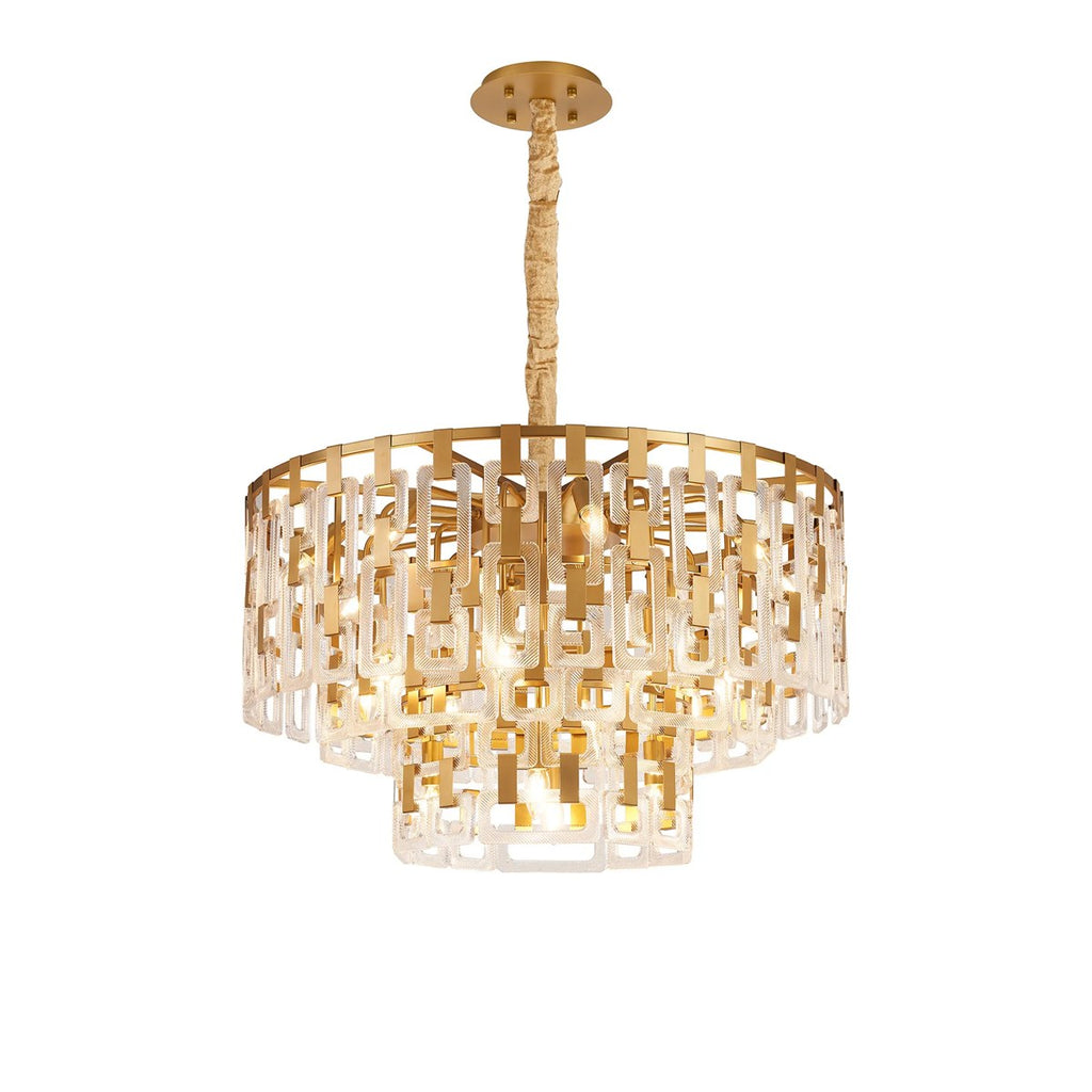 Regent Gaume 83cm 3 Tier 20 Light Round Pendant Light - Matt Gold