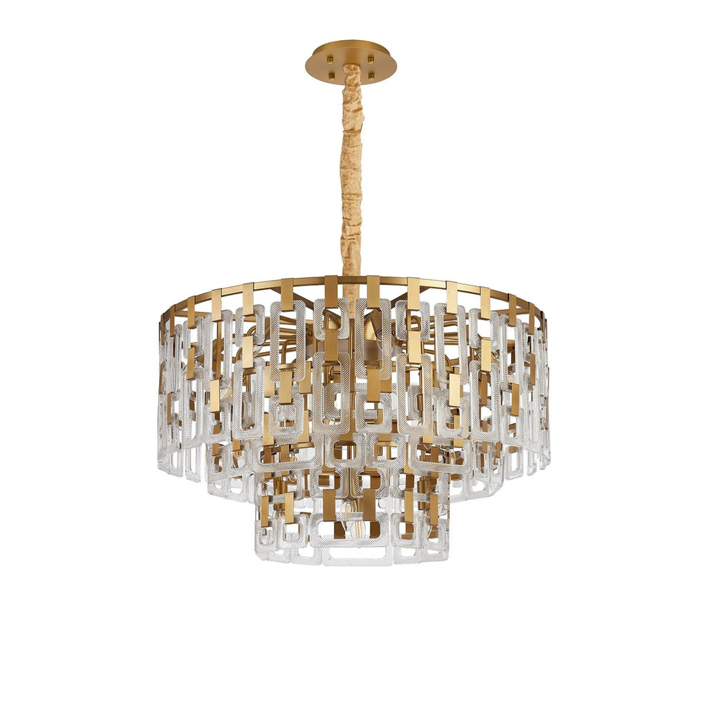 Regent Gaume 83cm 3 Tier 20 Light Round Pendant Light - Matt Gold