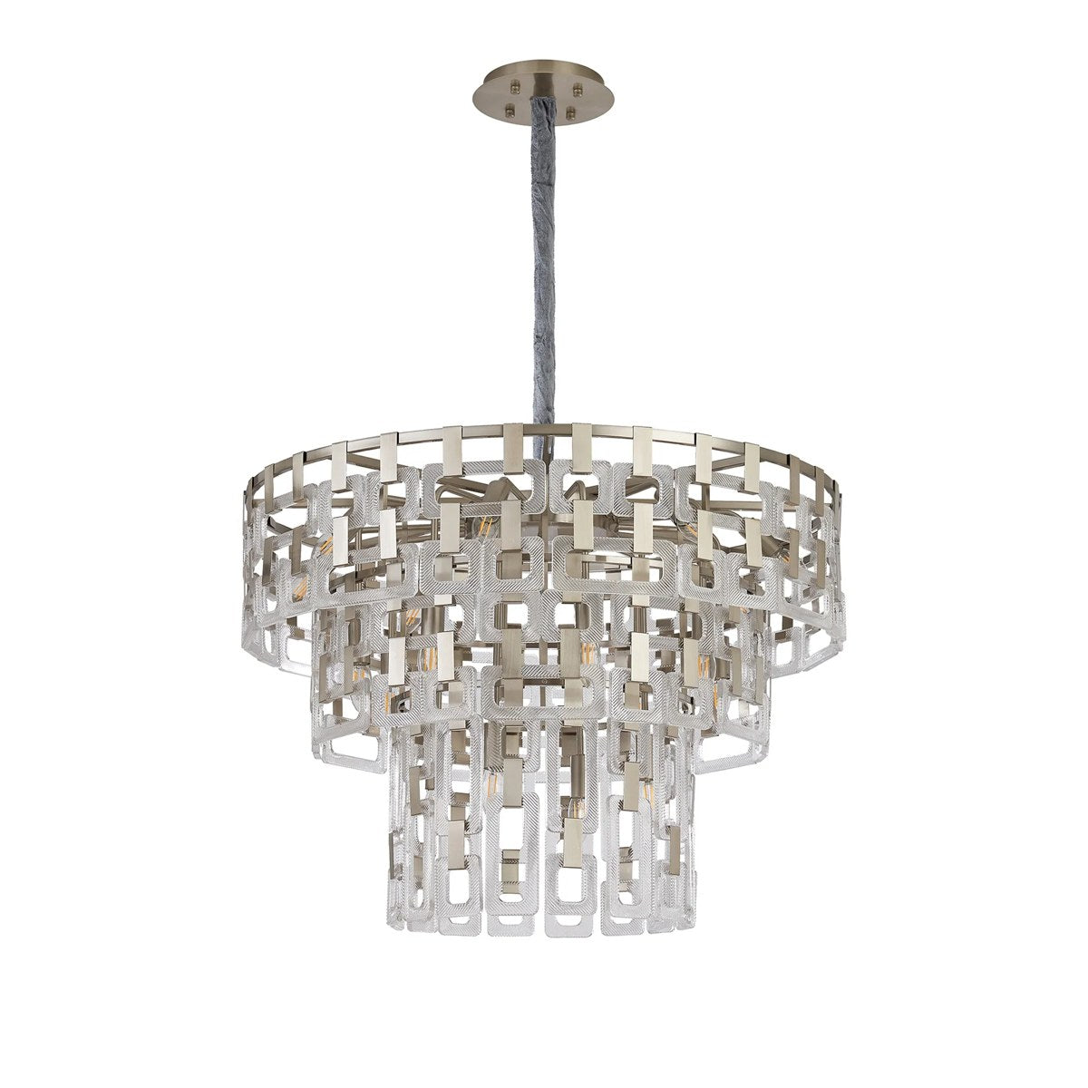 Regent Gaume 83cm 3 Tier 20 Light Round Pendant Light - Satin Nickel