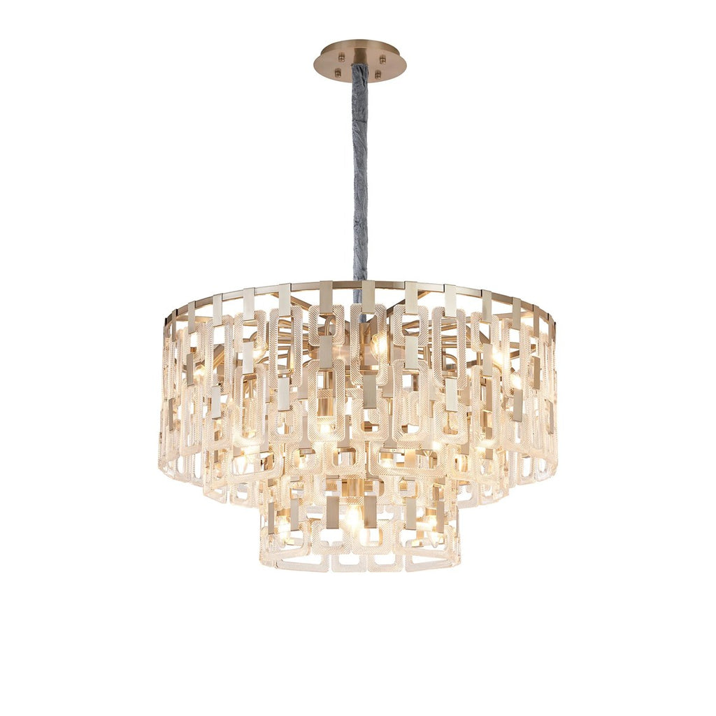 Regent Gaume 83cm 3 Tier 20 Light Round Pendant Light - Satin Nickel